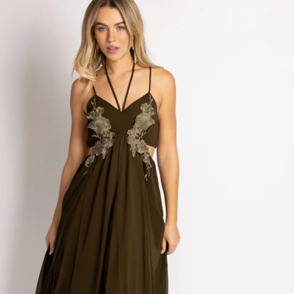 Joyfolie Mari Dress in Deep Moss